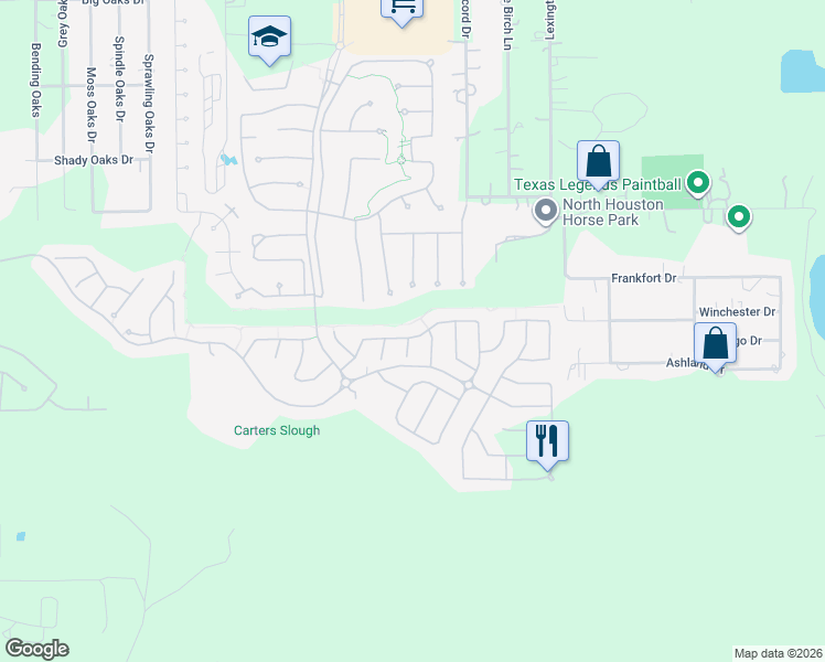 map of restaurants, bars, coffee shops, grocery stores, and more near 1139 Great Grey Owl Court in Conroe