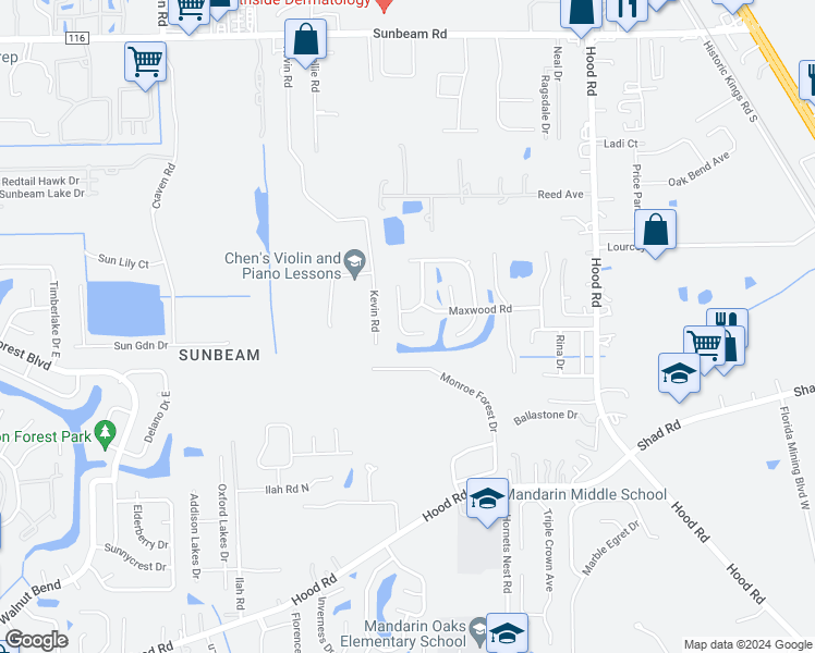 map of restaurants, bars, coffee shops, grocery stores, and more near 10059 Dovetail Court South in Jacksonville