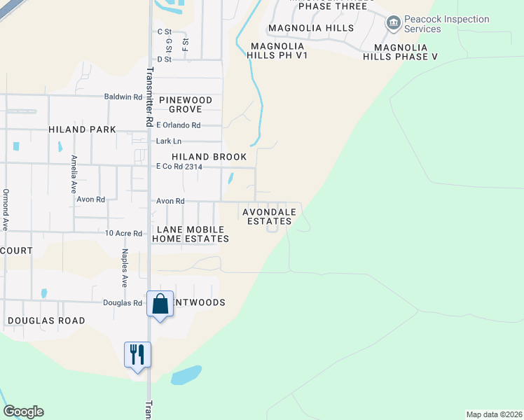 map of restaurants, bars, coffee shops, grocery stores, and more near 2614 Oakmont Drive in Panama City