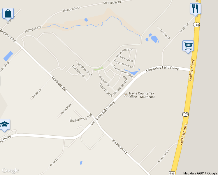 map of restaurants, bars, coffee shops, grocery stores, and more near 3917 Carbondale Avenue in Austin