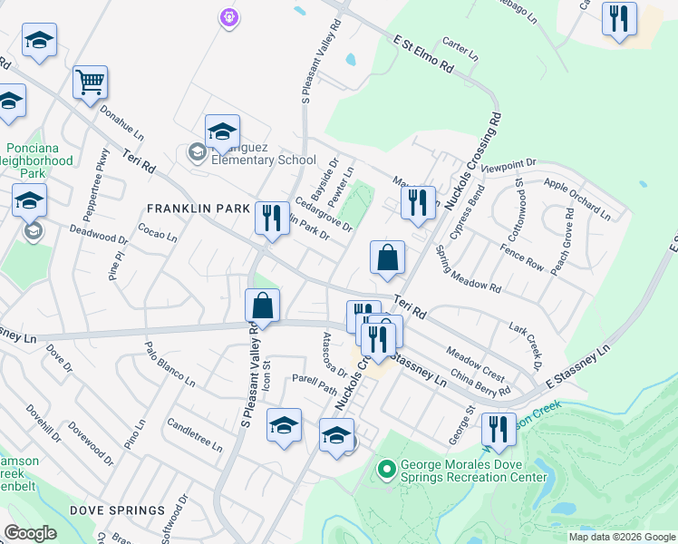 map of restaurants, bars, coffee shops, grocery stores, and more near 5000 Good Wood Drive in Austin