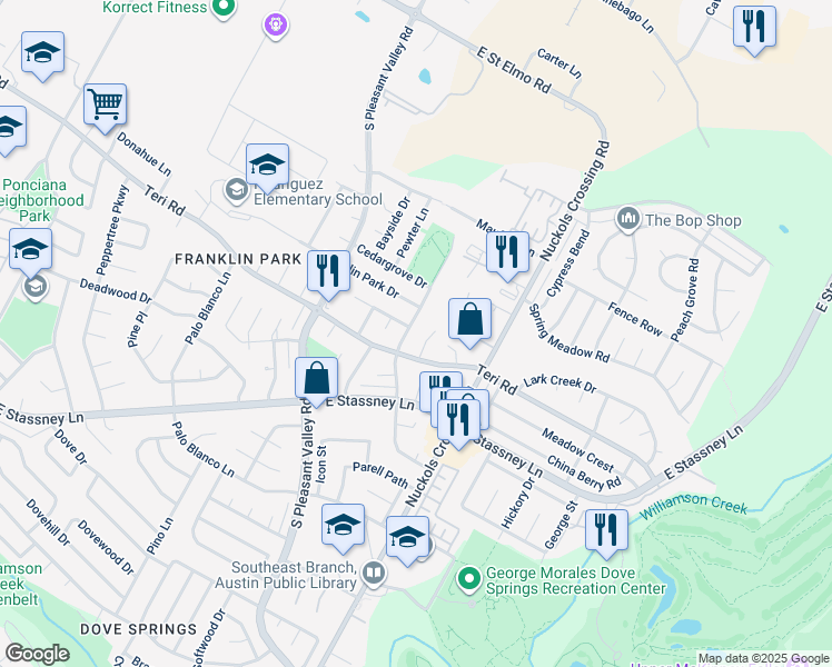 map of restaurants, bars, coffee shops, grocery stores, and more near 5000 Good Wood Drive in Austin