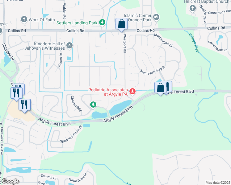 map of restaurants, bars, coffee shops, grocery stores, and more near 7995 Copperfield Circle North in Jacksonville