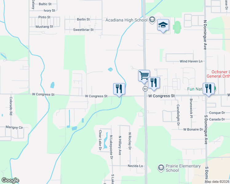 map of restaurants, bars, coffee shops, grocery stores, and more near 4860 West Congress Street in Lafayette