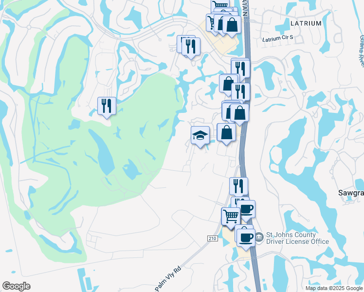 map of restaurants, bars, coffee shops, grocery stores, and more near 180 Veracruz Drive in Ponte Vedra Beach