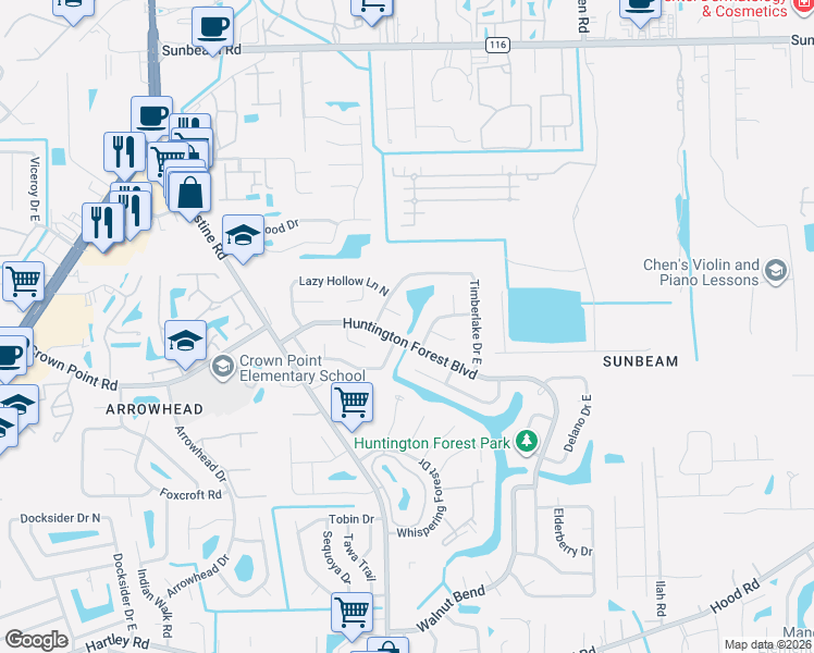 map of restaurants, bars, coffee shops, grocery stores, and more near 4180 Foxford Court in Jacksonville