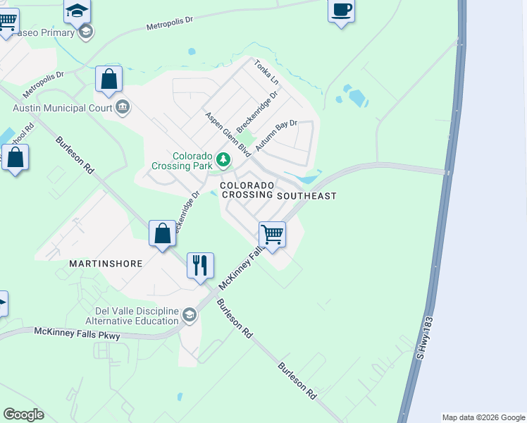 map of restaurants, bars, coffee shops, grocery stores, and more near 3905 Yarborough Avenue in Austin