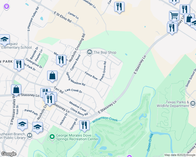 map of restaurants, bars, coffee shops, grocery stores, and more near in Austin