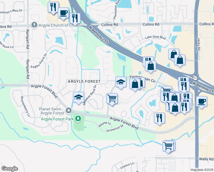 map of restaurants, bars, coffee shops, grocery stores, and more near 8329 Sunflower Court in Jacksonville