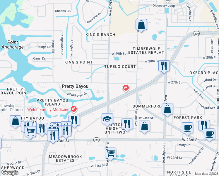 map of restaurants, bars, coffee shops, grocery stores, and more near 2615 Frankford Avenue in Panama City