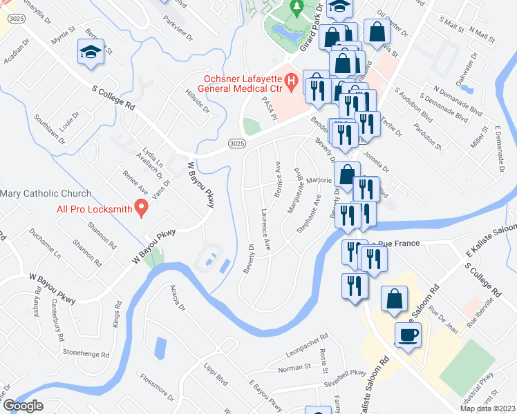 map of restaurants, bars, coffee shops, grocery stores, and more near 306 Laurence Avenue in Lafayette