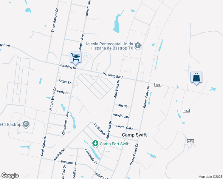 map of restaurants, bars, coffee shops, grocery stores, and more near 125 Leon in Bastrop