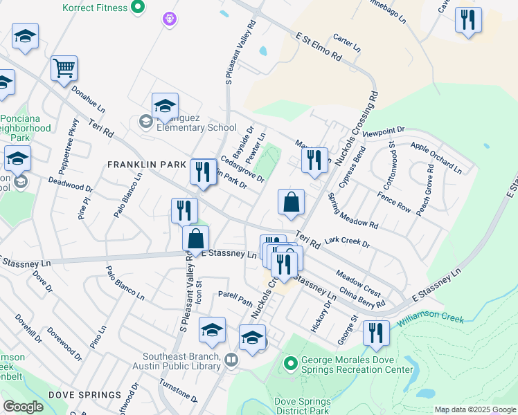 map of restaurants, bars, coffee shops, grocery stores, and more near 5000 Good Wood Drive in Austin