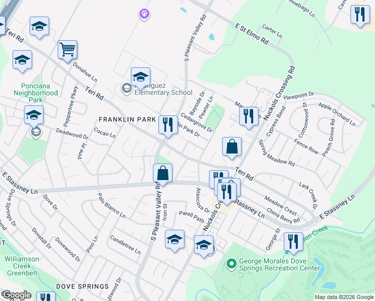 map of restaurants, bars, coffee shops, grocery stores, and more near 5001 Coffee Cup Cove in Austin