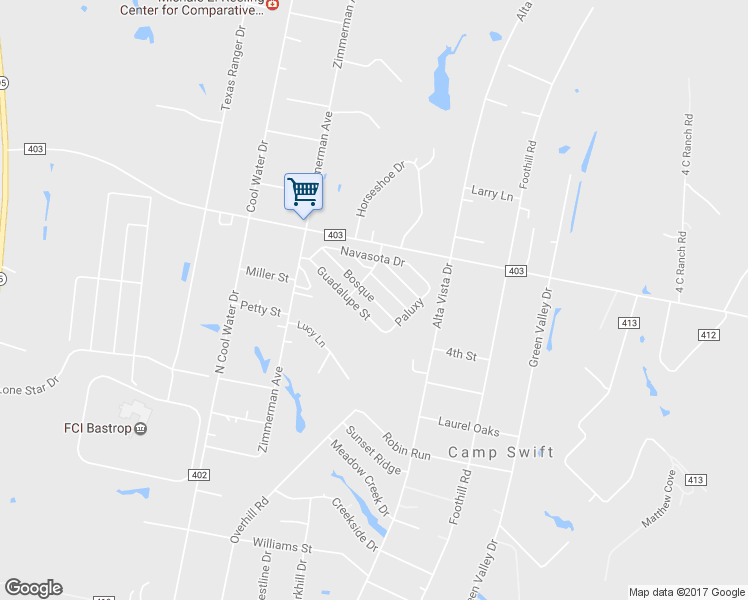 map of restaurants, bars, coffee shops, grocery stores, and more near 154 Bosque in Bastrop