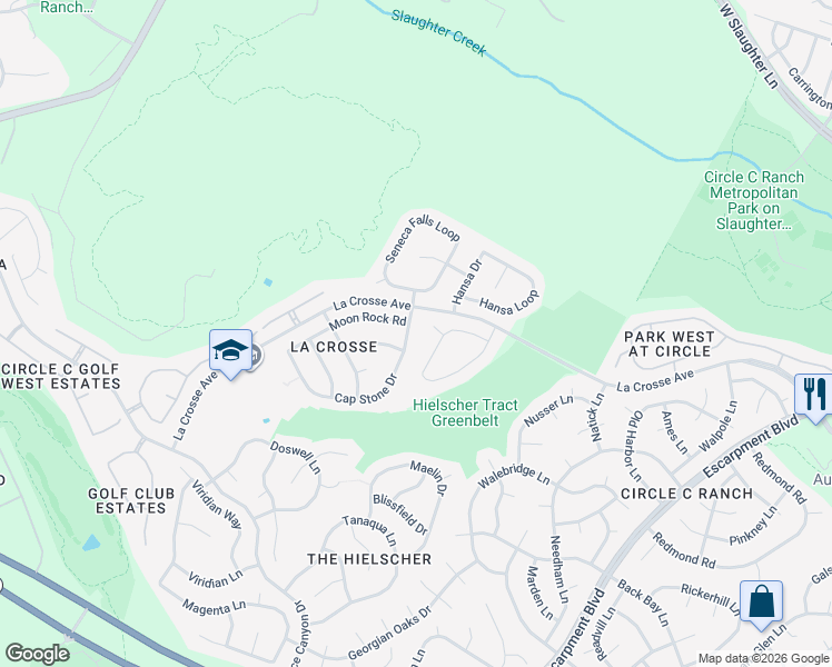 map of restaurants, bars, coffee shops, grocery stores, and more near 10717 Cap Stone Drive in Austin
