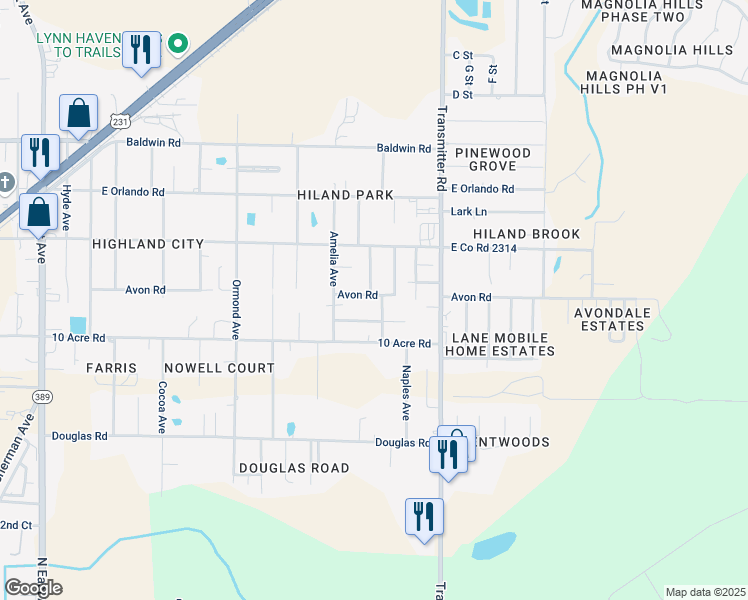 map of restaurants, bars, coffee shops, grocery stores, and more near 2635 Arden Avenue in Panama City