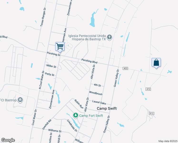map of restaurants, bars, coffee shops, grocery stores, and more near 125 Leon in Bastrop