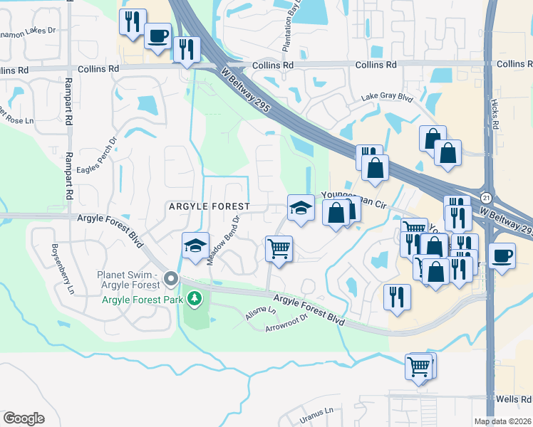 map of restaurants, bars, coffee shops, grocery stores, and more near 8321 Sunflower Court in Jacksonville