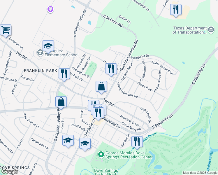 map of restaurants, bars, coffee shops, grocery stores, and more near 4904 Nuckols Crossing Road in Austin