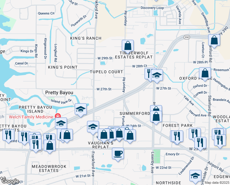 map of restaurants, bars, coffee shops, grocery stores, and more near 1823 West 27th Street in Panama City