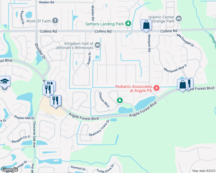 map of restaurants, bars, coffee shops, grocery stores, and more near 8183 Sarcee Trail in Jacksonville