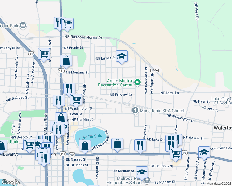 map of restaurants, bars, coffee shops, grocery stores, and more near 1100-1160 Northwest Broadway Avenue in Lake City