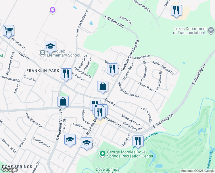 map of restaurants, bars, coffee shops, grocery stores, and more near 4904 Nuckols Crossing Road in Austin