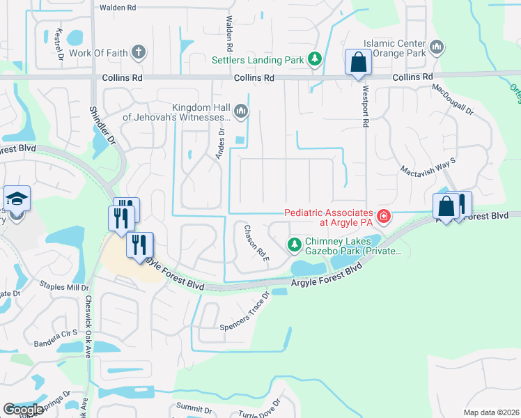 map of restaurants, bars, coffee shops, grocery stores, and more near 8183 Sarcee Trail in Jacksonville