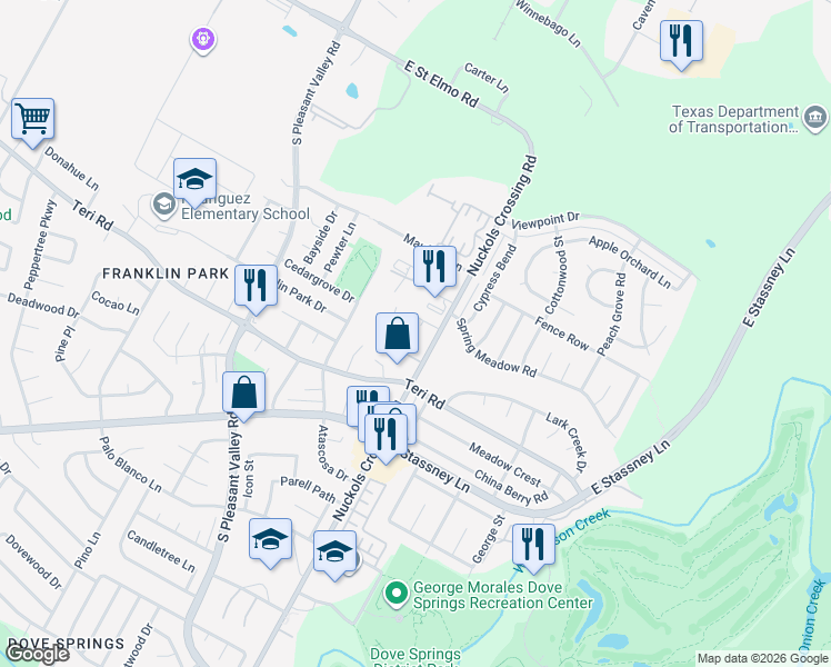 map of restaurants, bars, coffee shops, grocery stores, and more near 4904 Nuckols Crossing Road in Austin