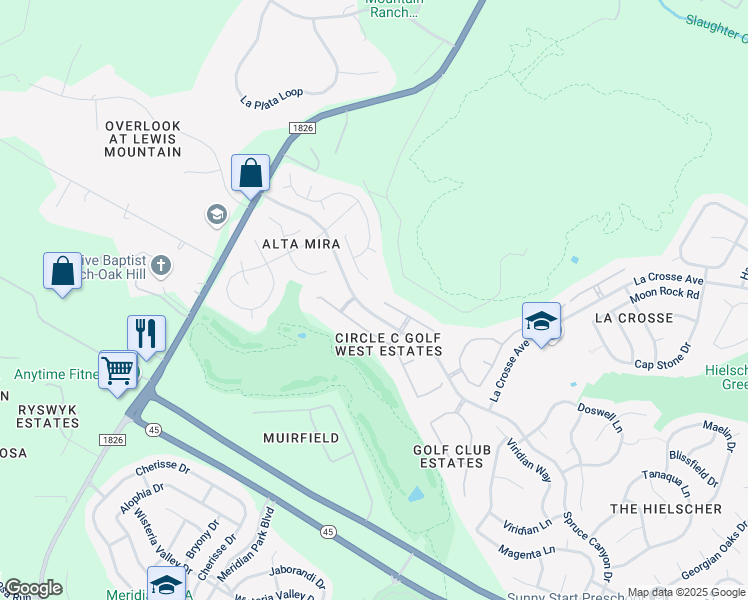 map of restaurants, bars, coffee shops, grocery stores, and more near 7809 Haggans Lane in Austin