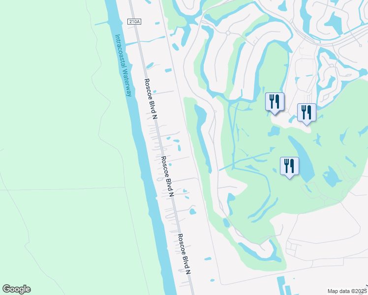 map of restaurants, bars, coffee shops, grocery stores, and more near 184 Roscoe Boulevard North in Ponte Vedra Beach