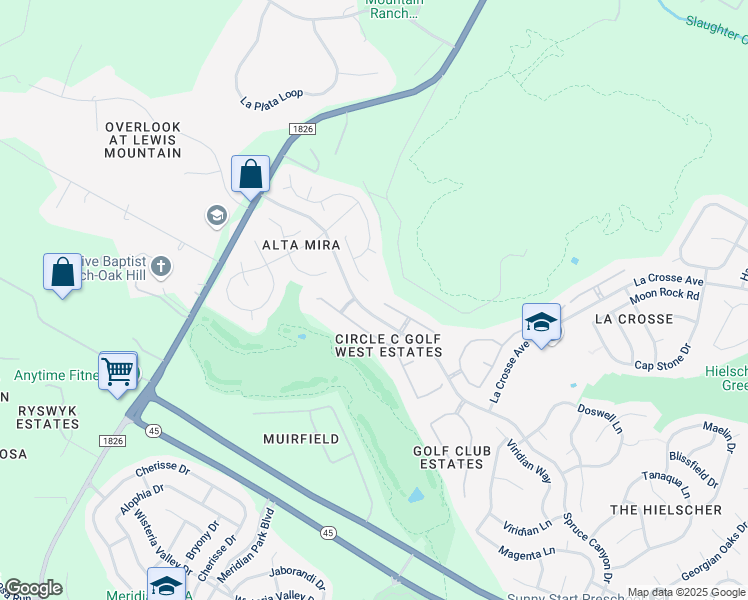 map of restaurants, bars, coffee shops, grocery stores, and more near 7809 Haggans Lane in Austin