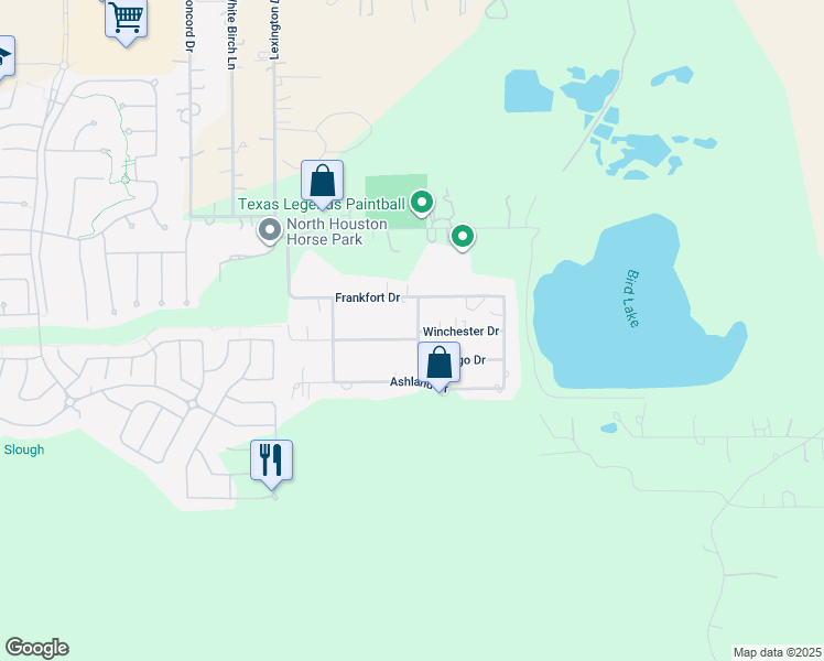 map of restaurants, bars, coffee shops, grocery stores, and more near 1423 Winchester Drive in Conroe