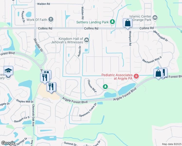 map of restaurants, bars, coffee shops, grocery stores, and more near 8183 Sarcee Trail in Jacksonville