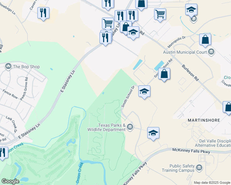 map of restaurants, bars, coffee shops, grocery stores, and more near in Austin