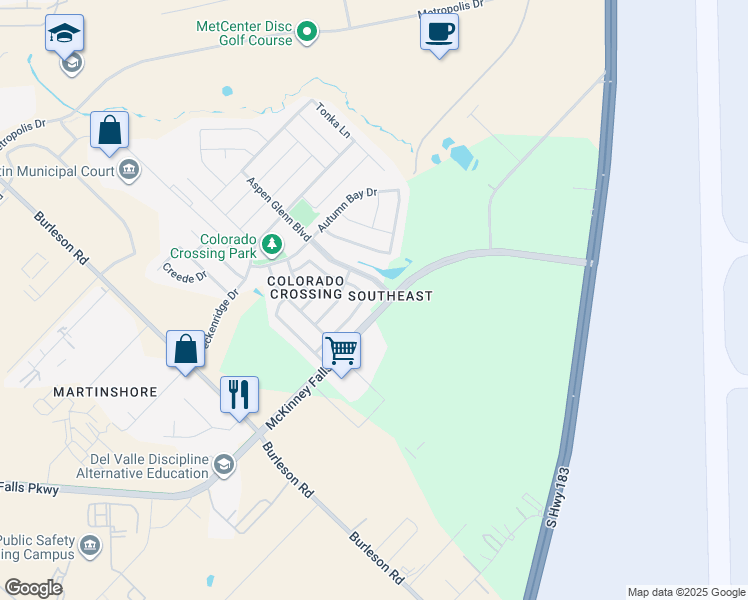 map of restaurants, bars, coffee shops, grocery stores, and more near 3801 Branco Bend Loop in Austin