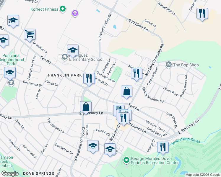 map of restaurants, bars, coffee shops, grocery stores, and more near 5000 Good Wood Drive in Austin
