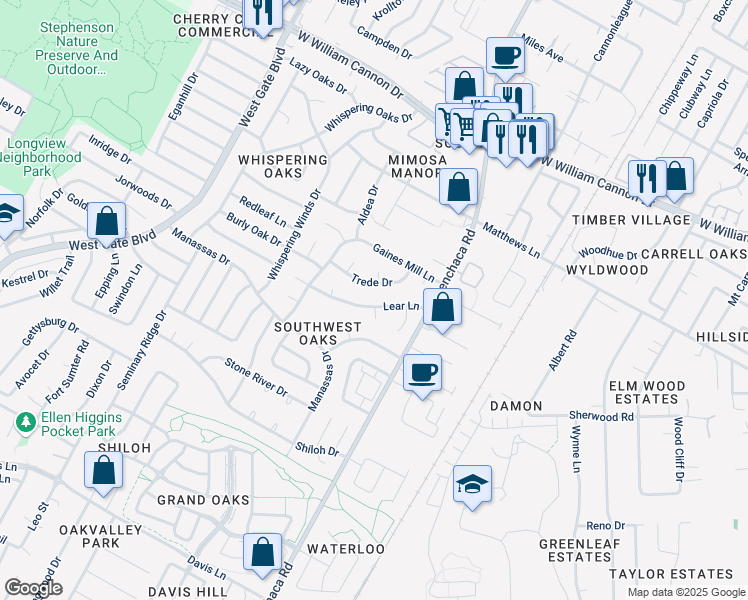 map of restaurants, bars, coffee shops, grocery stores, and more near 7502 Arboleda Cove in Austin