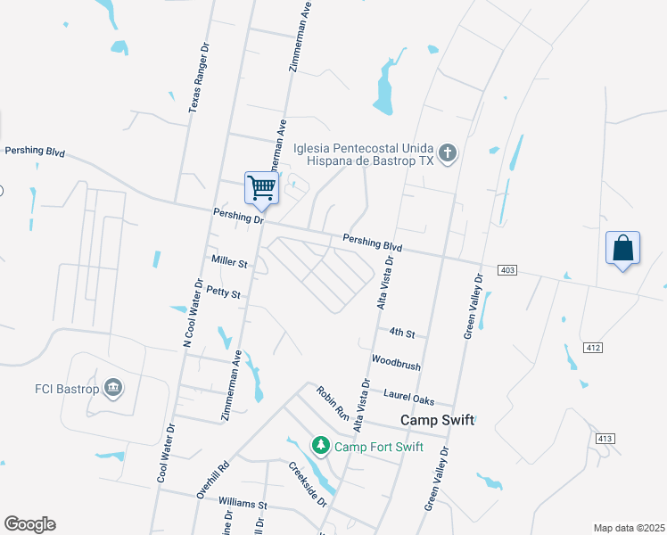 map of restaurants, bars, coffee shops, grocery stores, and more near 154 Bosque in Bastrop