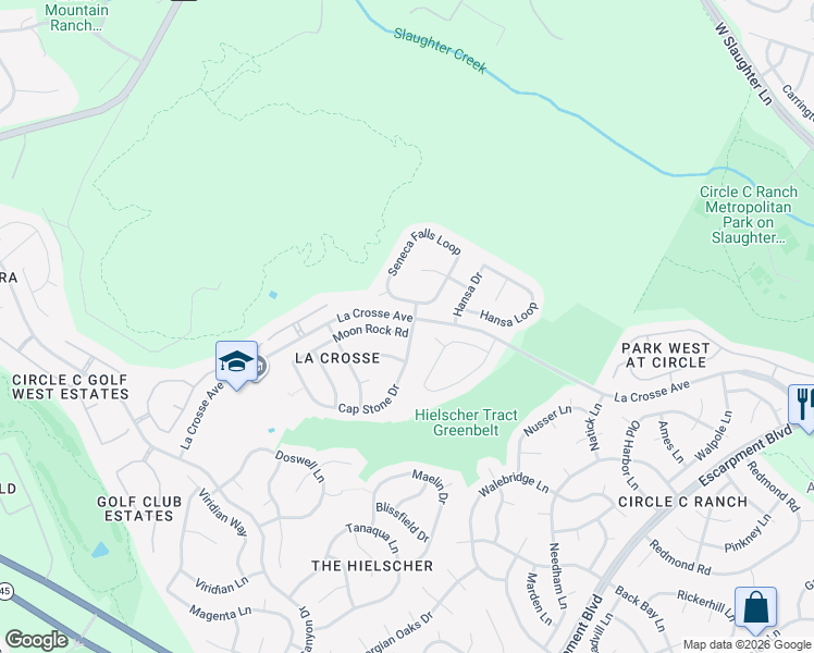 map of restaurants, bars, coffee shops, grocery stores, and more near 10717 Cap Stone Drive in Austin