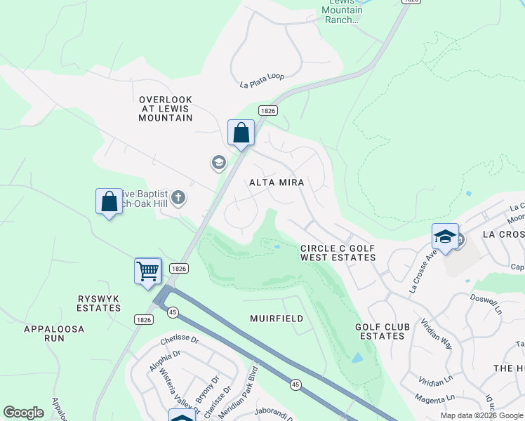 map of restaurants, bars, coffee shops, grocery stores, and more near 11704 Via Grande Drive in Austin