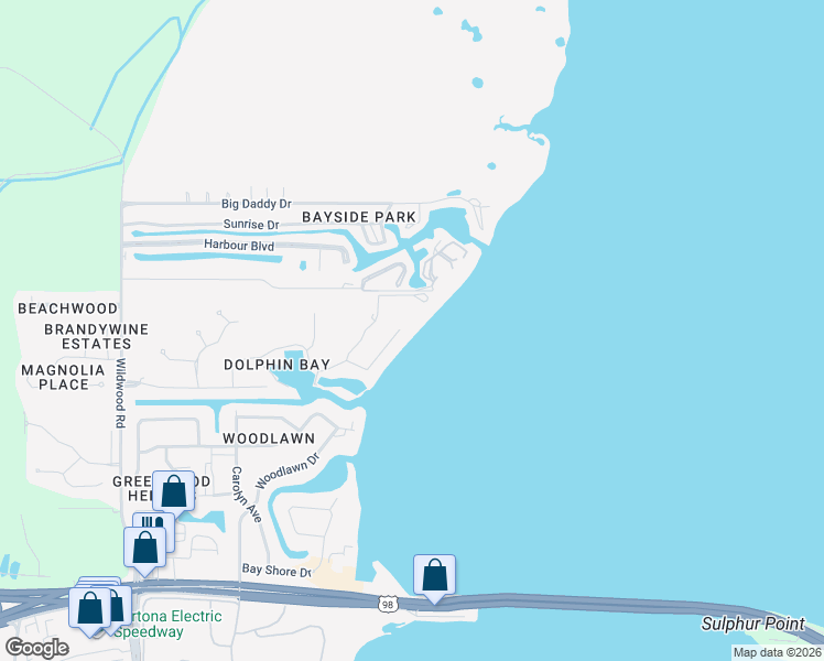 map of restaurants, bars, coffee shops, grocery stores, and more near 6403 Dolphin Shores Drive in Panama City Beach