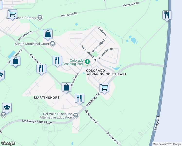 map of restaurants, bars, coffee shops, grocery stores, and more near 3508 Branco Bend Loop in Austin