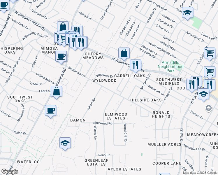 map of restaurants, bars, coffee shops, grocery stores, and more near 7010 Ivory Key Court in Austin