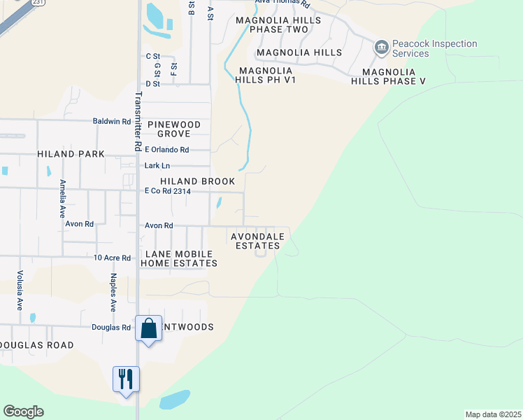 map of restaurants, bars, coffee shops, grocery stores, and more near 3835 Avon Road in Panama City