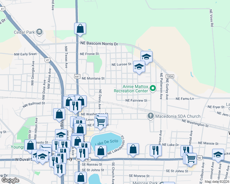map of restaurants, bars, coffee shops, grocery stores, and more near 1201-1399 NE Aberdeen Ave in Lake City