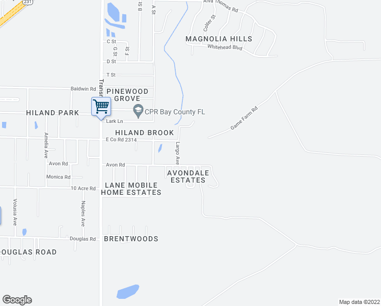 map of restaurants, bars, coffee shops, grocery stores, and more near 3835 Avon Road in Panama City