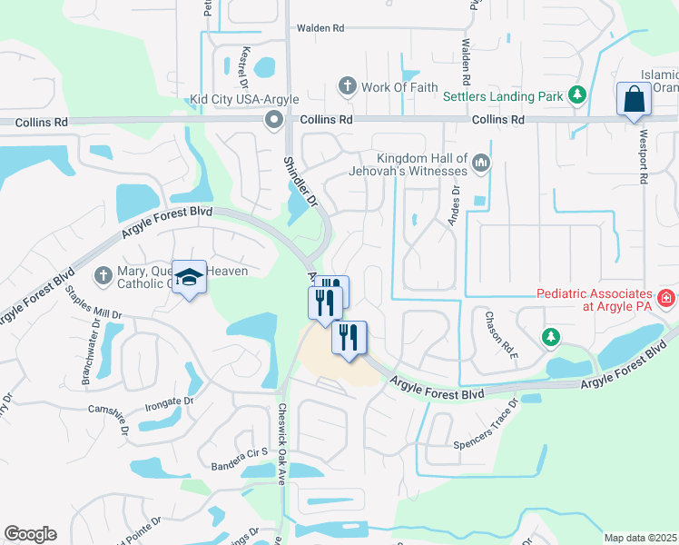 map of restaurants, bars, coffee shops, grocery stores, and more near 8127 Creedmoor Drive in Jacksonville