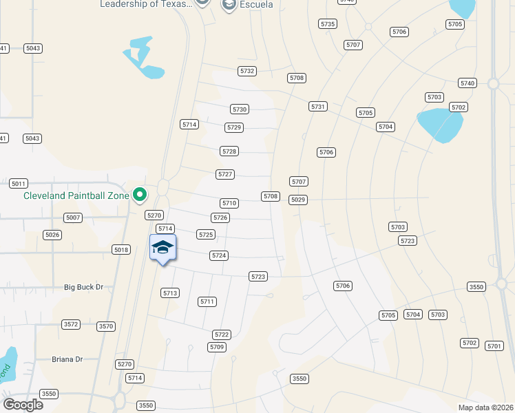 map of restaurants, bars, coffee shops, grocery stores, and more near County Road 5011 in Cleveland